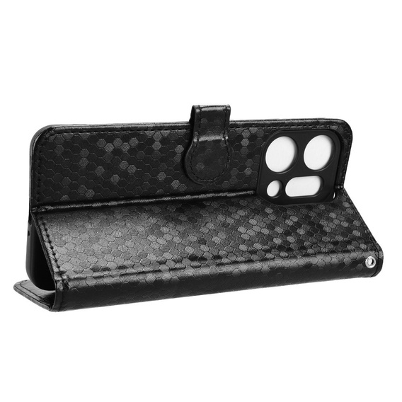 Etui z klapką do Oppo Reno 14, Wallet Rhombus, czarne