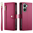 Etui z klapką do Xiaomi Poco X7 Pro 5G, Wallet Zipper Pocket, czerwone