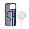 Etui do iPhone 13 Pro Max, Carbon Fiber MagSafe, niebieskie