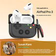 Etui na Apple Airpods Pro 3, Konsola Retro, z zawieszką serce - czarne