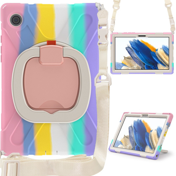 Etui dla dzieci do Samsung Galaxy tab A8 10.5 SM-X200 SM-X205, pancerne z paskiem, wielokolorowe