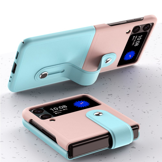 Etui Wristband Kickstand do Samsung Galaxy Z Flip4 5G, Cyan/Pink