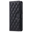 Etui z klapką do Samsung Galaxy S25 FE, Rhombus Crossbody Leather, czarne