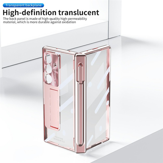 Etui do Samsung Galaxy Z Fold7 5G, z podstawką, różowe rose gold