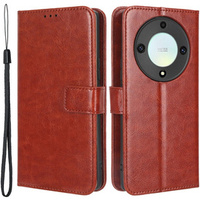 Etui z klapką do Honor Magic 5 Lite, Crazy Horse Wallet, brązowe