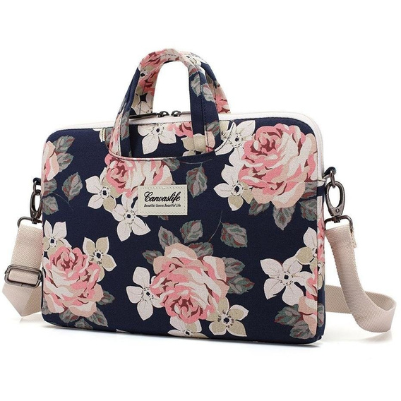Etui Pokrowiec Torba Do Laptopa 13 14 cail / Macbook Air Pro M1 M2 M3 M4, Niebieska w kwiaty