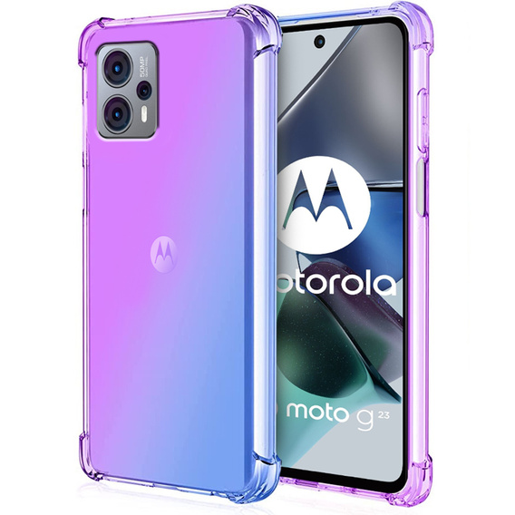 Zestaw Etui Gradient Dropproof do Motorola Moto G23 / G13 4G, Fioletowe / Niebieskie + szkło