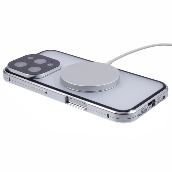 Etui Magnetic Dual Glass MagSafe do iPhone 16 Pro Max, srebrne