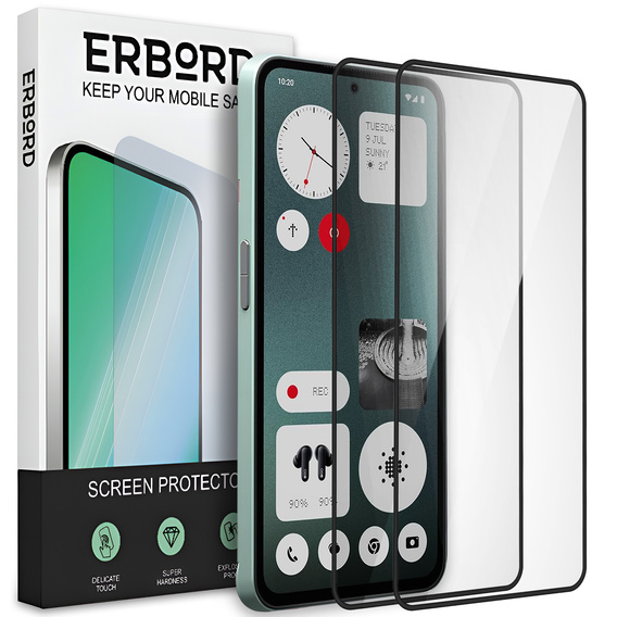 2x Szkło Hartowane do CMF Nothing Phone 2 Pro, ERBORD 3D pełne, szybka na cały ekran