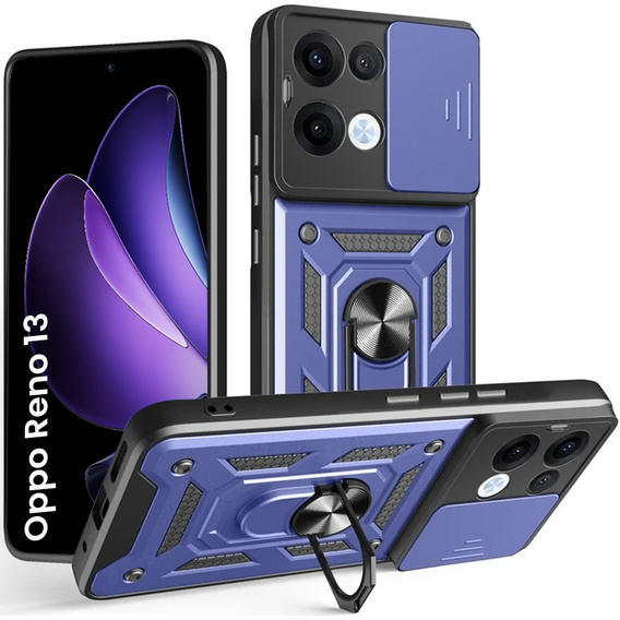 Etui pancerne do Oppo Reno 13, CamShield Slide, niebieskie
