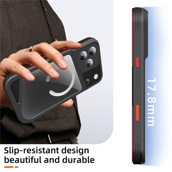 Etui Wodoodporne IP68 do iPhone 17 Pro Max, SHELLBOX GTM MagSafe, czarne