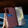 Etui do Samsung Galaxy S25 Edge – Smart View z kieszenią na kartę, bordowe