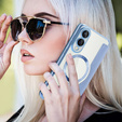 Etui z klapką do Samsung Galaxy S25 Edge, RFID Wallet MagSafe z ochroną aparatu, niebieskie