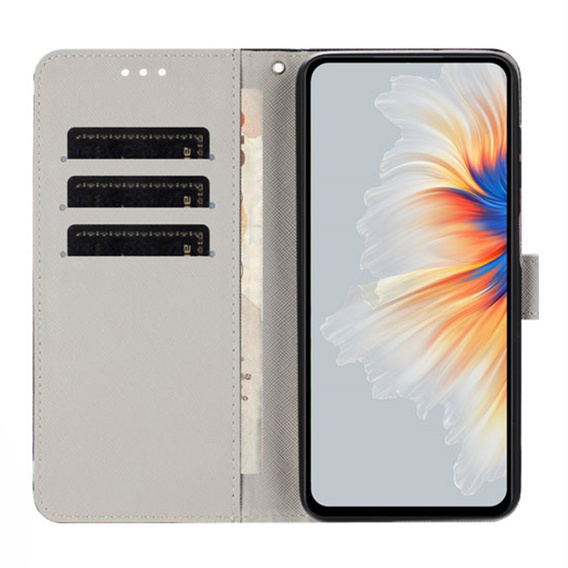 Etui portfelowe do Honor 400 Lite – różowy kwiat i motyl