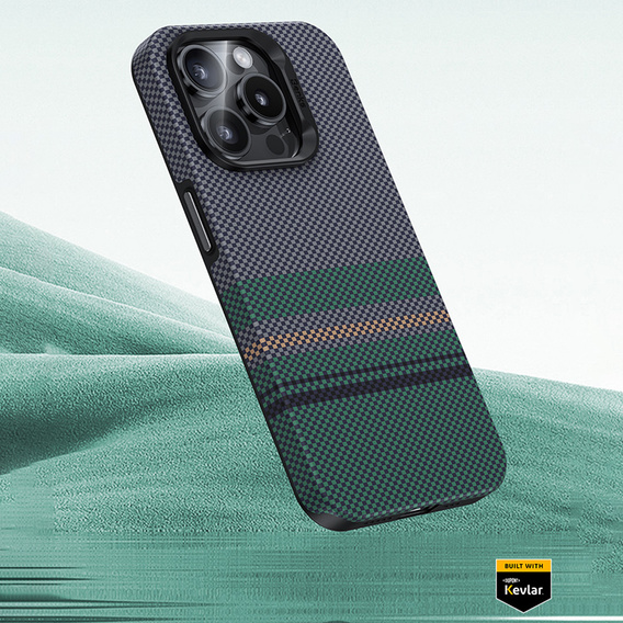 Etui BENKS Kevlar do iPhone 15 Pro, Magnetic Armor Pro Aurora 600D B061, do MagSafe, zielone