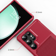 Etui do Samsung Galaxy S25 Ultra z kieszenią na karty, zapięciem na napę – czerwone
