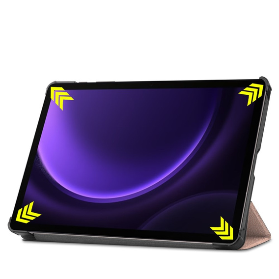 Etui do Samsung Galaxy Tab S10 Lite / S10 FE / S9 FE, Tri-fold, z miejscem na rysik, różowe rose gold