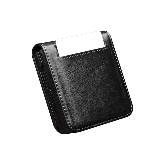 Skórzane etui portfelowe do Samsung Galaxy Z Flip7 - czarne