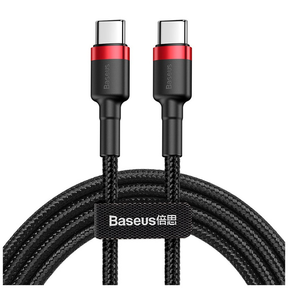 Baseus kabel Cafule PD USB-C – USB-C 60 W, 1,0 m, czerwono-czarny