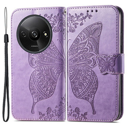 Etui z klapką do Xiaomi Redmi A3, Butterfly, fioletowe