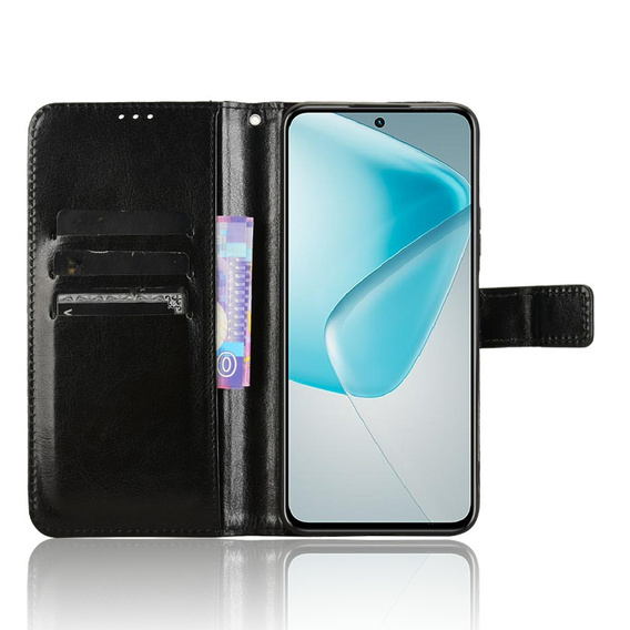 Etui z klapką do Infinix Hot 50 Pro+ 4G, Crazy Horse Wallet, czarne