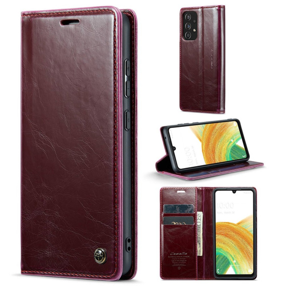 Etui z klapką CASEME do Samsung Galaxy A33 5G, Waxy Textured, czerwone