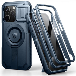 Etui Dexnor do iPhone 15 Pro – magnetyczne, z przesuwaną osłoną aparatu - niebieskie