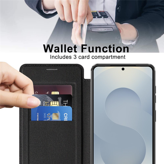 Etui z klapką do Samsung Galaxy S26 Plus, RFID Wallet MagSafe z ochroną aparatu, czarne