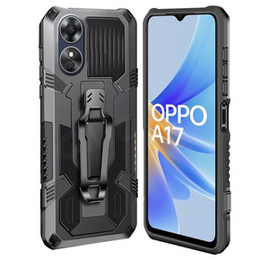 Etui pancerne do Oppo A17, Hybrid KickStand, czarne
