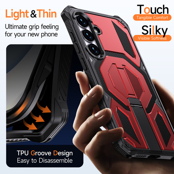 Etui ochronne do Samsung Galaxy S25 FE do MagSafe, z podstawką, czerwone