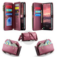Etui portfelowe z zamkiem i paskami do Samsung Galaxy A17 5G - czerwone