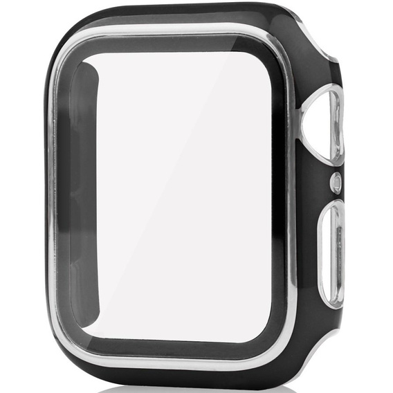 2w1 Etui + Szkło Hartowane do Apple Watch 4/5/6/SE 40mm, Czarne / Srebrne