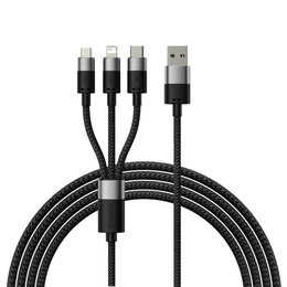 Baseus kabel Starspeed 3‑w‑1 USB‑A – USB‑C/Micro‑USB/Lightning 1,2 m 3,5 A - Czarny
