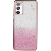 Etui do Samsung Galaxy S20 FE, Glitter Flower, różowe rose gold