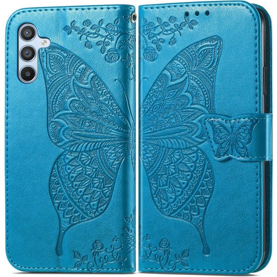 Etui z klapką do Samsung Galaxy A56 5G, Butterfly, niebieskie