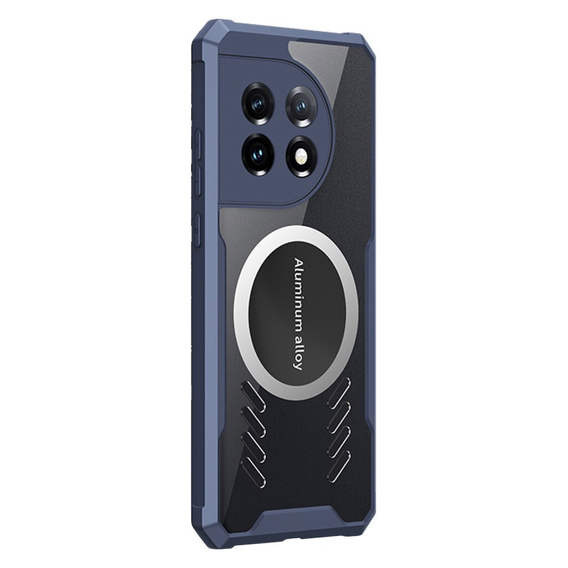 Etui do OnePlus 11 5G, z blaszką magnetyczną, Przezroczyste / Granatowe