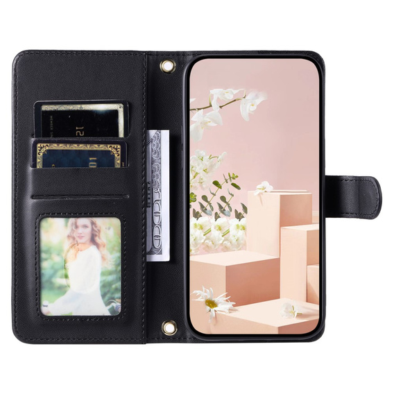Etui z klapką do Xiaomi Redmi Note 13 Pro 4G / Xiaomi Redmi Note 14S / Xiaomi Poco M6 Pro 4G, Rhombus Crossbody Leather, czarne