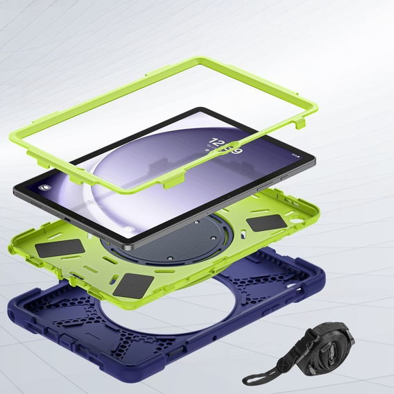 Etui do Samsung Galaxy Tab A9+ X210 / X215 / X216B, Pancerne obrotowe 360, Granatowe