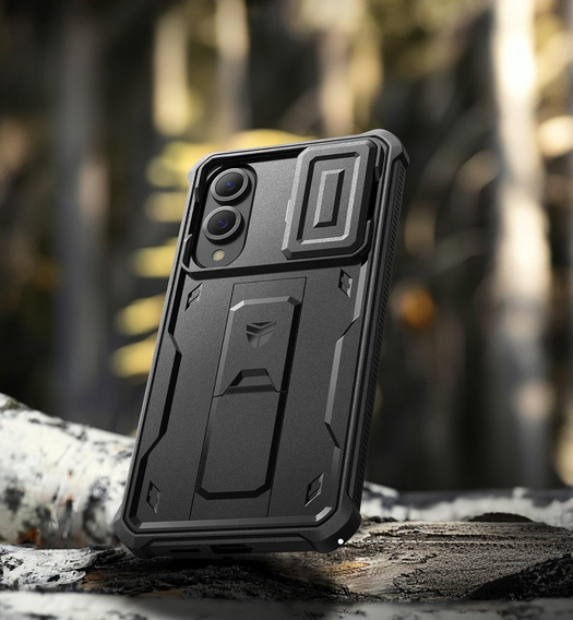 Dexnor wytrzymałe etui do Samsung Galaxy S25 Edge z osłoną kamery i podstawką - czarne