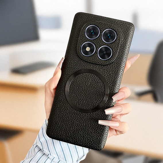 Etui do Xiaomi Redmi Note 14 Pro 5G, Leather Hybrid MagSafe, czarne