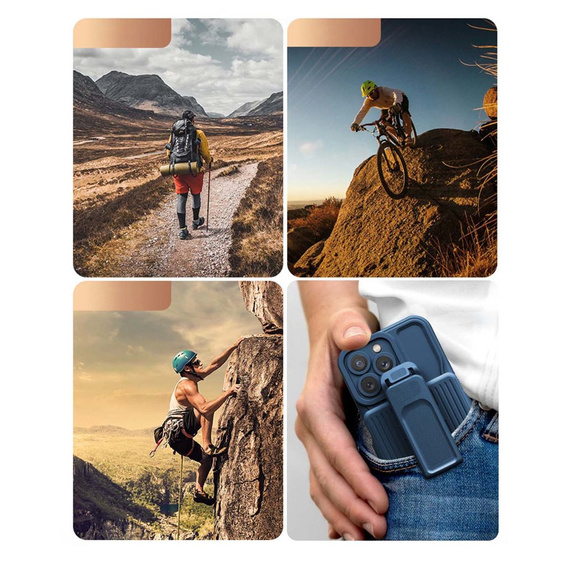 Pancerne Etui Belt Clip do iPhone 14 Pro, z klipsem, niebieskie