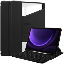 Etui z klawiaturą do Samsung Galaxy Tab S9 FE / S10 FE, Rotary 360° Leather, czarne