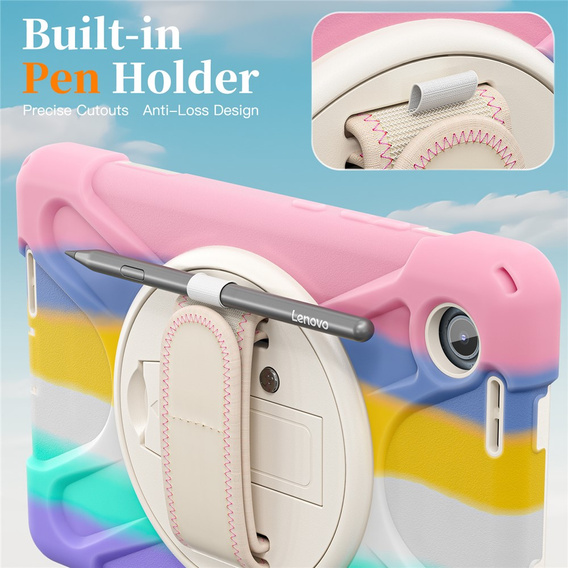 Pancerne etui do Lenovo Tab One, z podstawką i paskiem na ramię – wielokolorowe