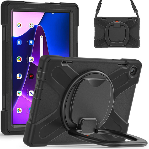 Etui dla dzieci do Lenovo Tab M10 10.1 Gen 3, pancerne z paskiem, Czarne