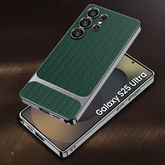 Etui do Samsung Galaxy S25 Ultra, GKK Woven Leather, zielone