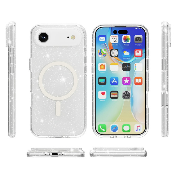 Etui do iPhone Air, do MagSafe, brokatowe, przezroczyste