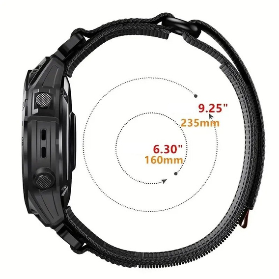 Pasek Nylonowy Quickfit do Garmin Fenix 5/6/6 PRO/7/8 47mm Forerunner 965/955/945, Czarny