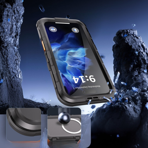 Etui Wodoszczelne do iPhone 16, SHELLBOX IP68 MagSafe, czarne