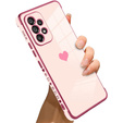Zestaw Etui do Samsung Galaxy A13 4G, Electro heart, Różowe rose gold + szkło