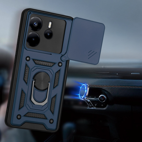 Etui pancerne do Xiaomi Redmi Note 14 4G, CamShield Slide, niebieskie